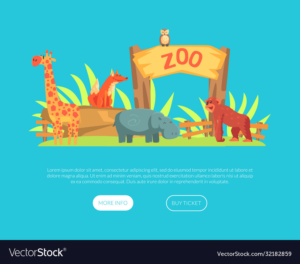 Zoo or safari entrance with african animals Vector Image