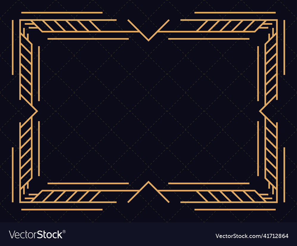 Art deco frame vintage linear border design Vector Image