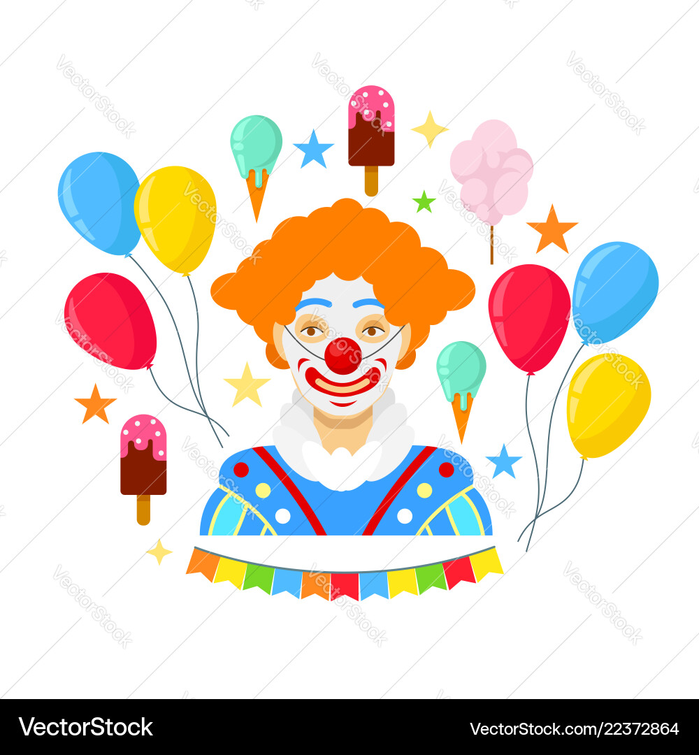 Clown And Colorful Balloons Royalty Free Vector Image