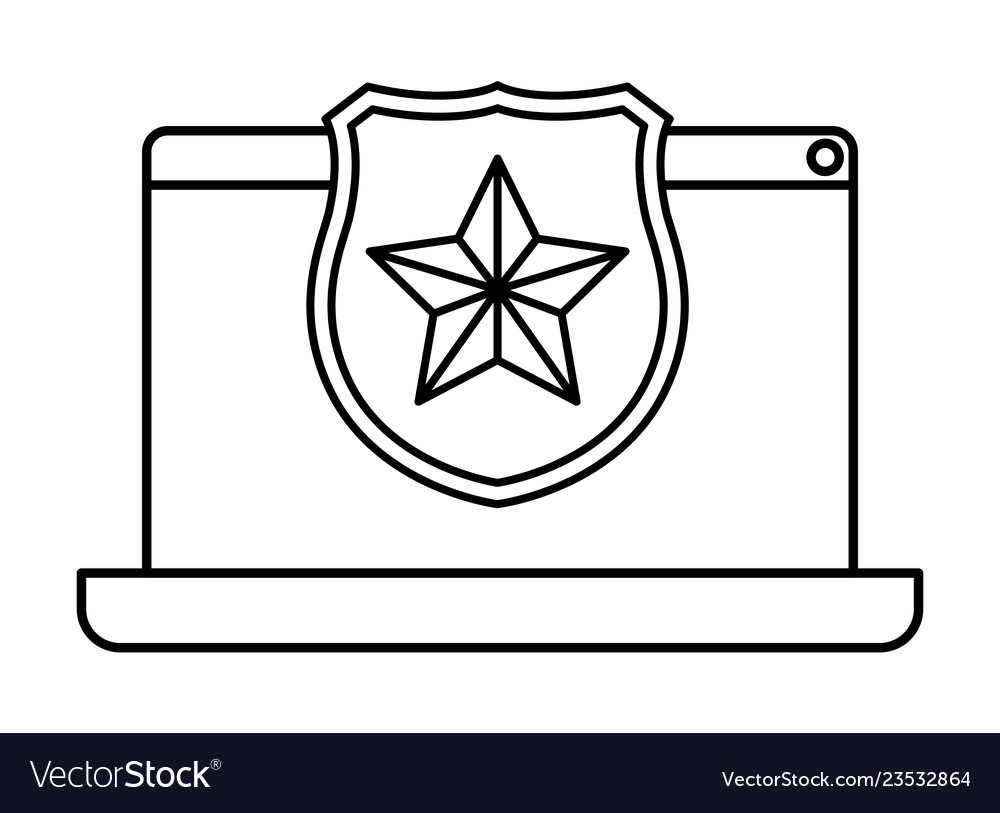 Computer screen with shield isolated icon Vector Image
