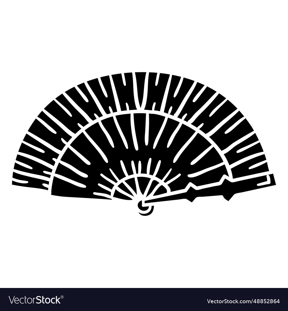 Folding hand fan black Royalty Free Vector Image