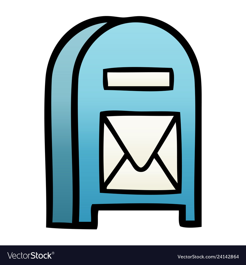 Gradient shaded cartoon mail box Royalty Free Vector Image