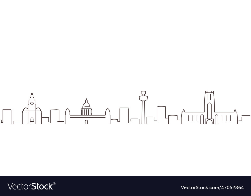 Liverpool dark line simple minimalist skyline Vector Image