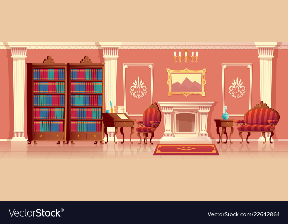 Luxury living room with fireplace Royalty Free Vector Image