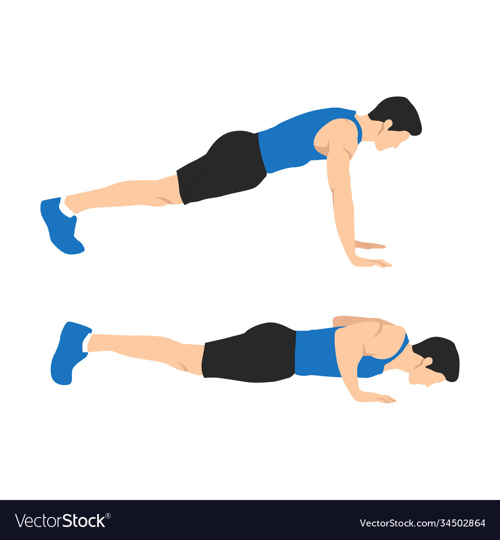 Man Character Doing Push Ups Flat Royalty Free Vector Image