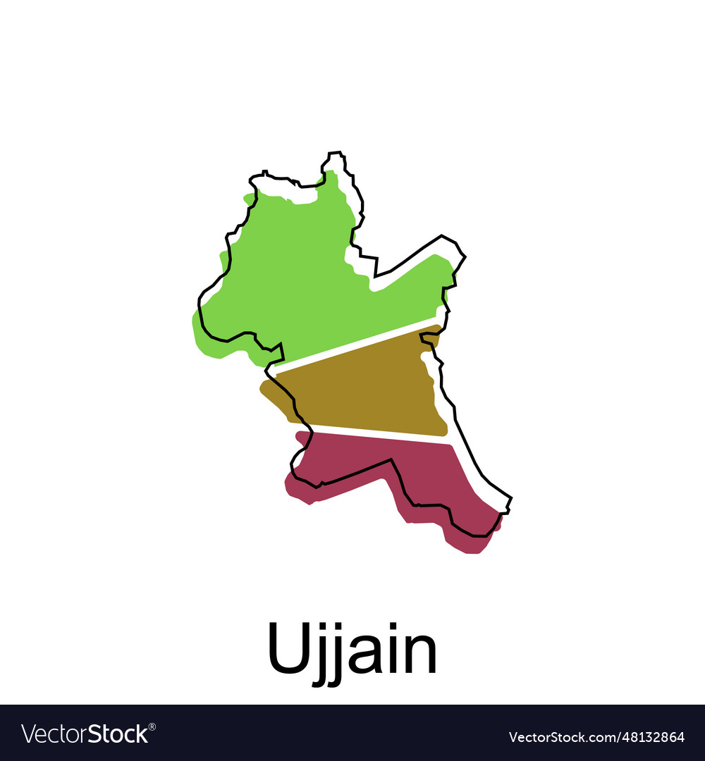 Map of ujjain colorful geometric modern outline Vector Image