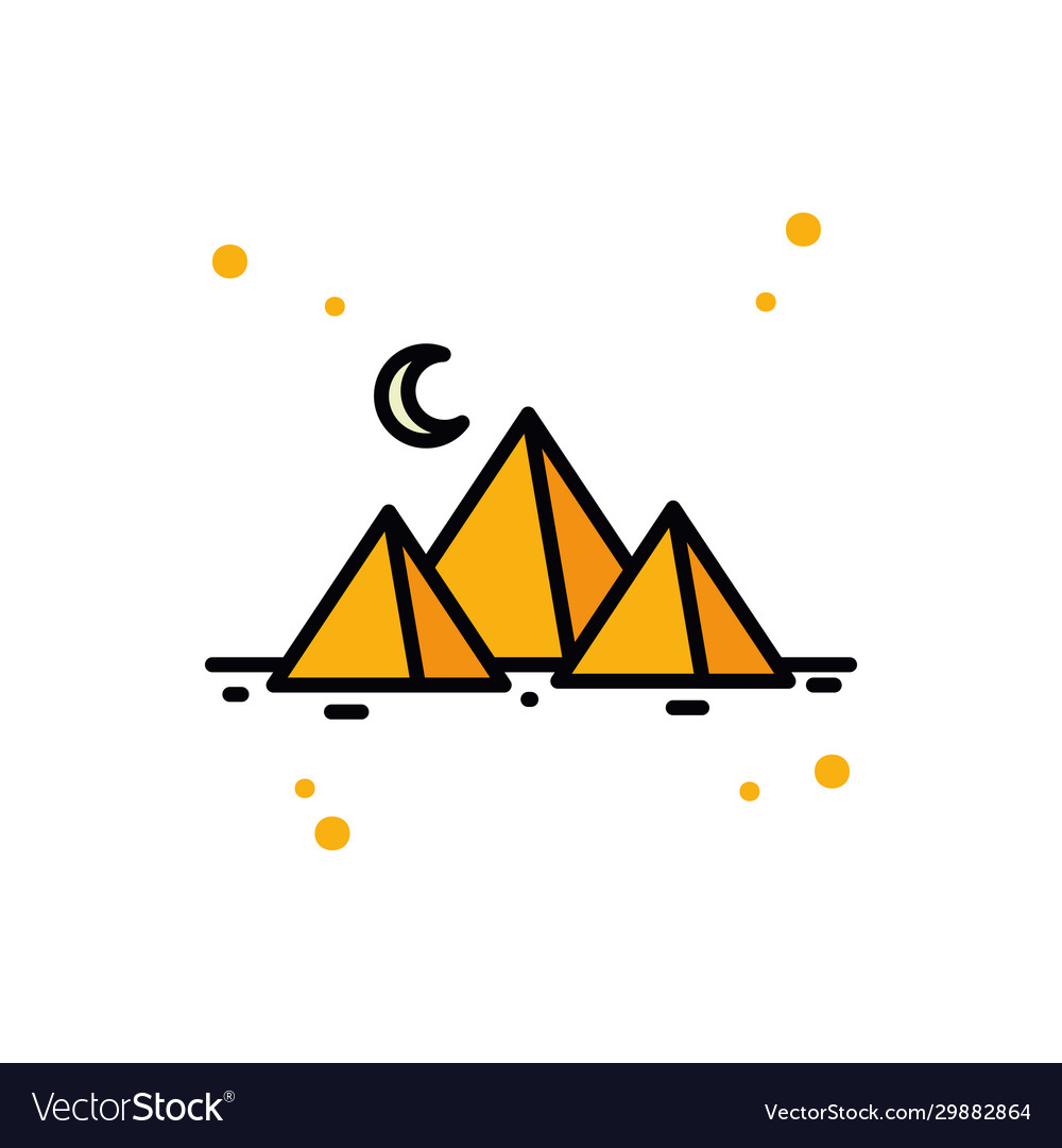 Ramadan moon and pyramids line fill style icon