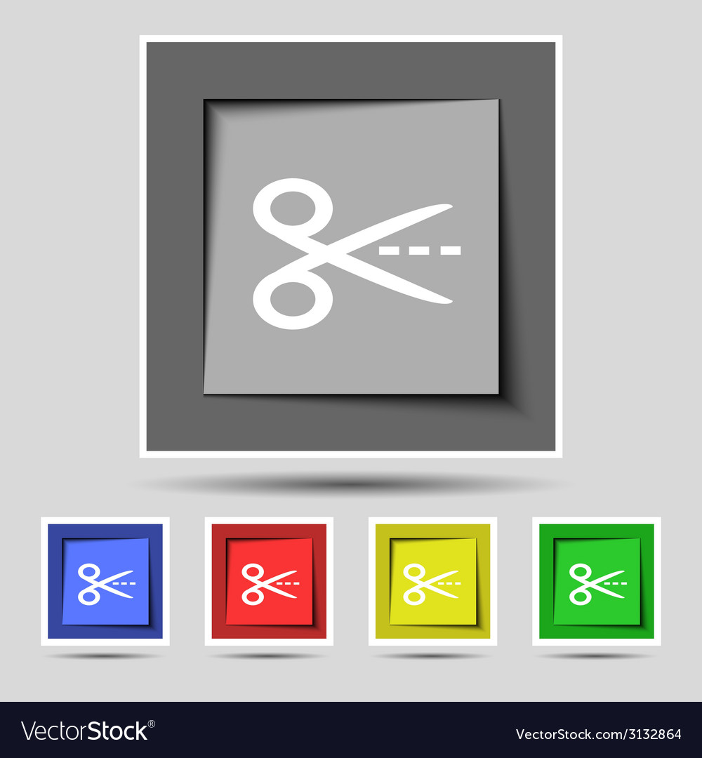 Scissors with cut dash dotted line sign icon