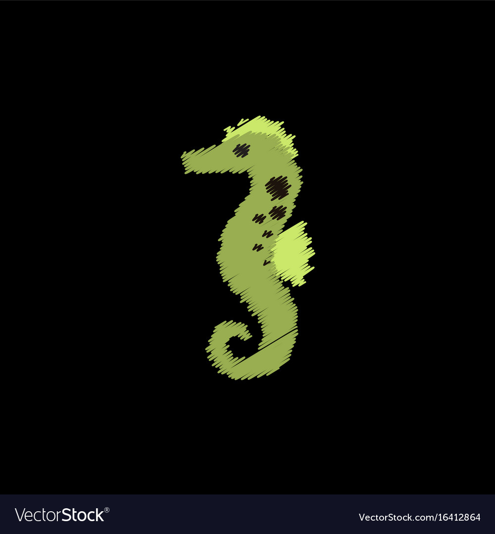 Sea horse in hatching style Royalty Free Vector Image