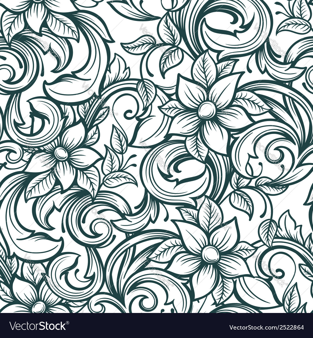 Flower bouquet seamless pattern floral sketch background engraving  wallpaper  CanStock