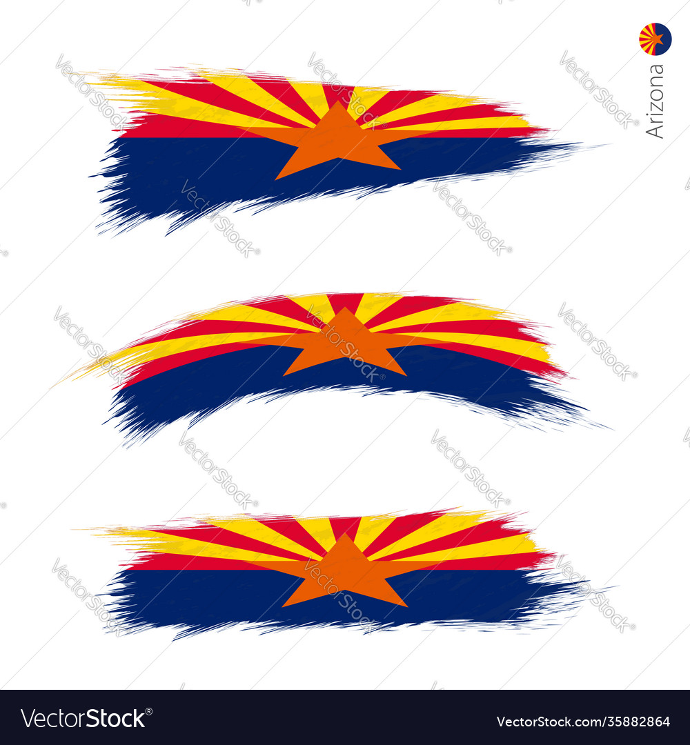 Set 3 grunge textured flag us state arizona