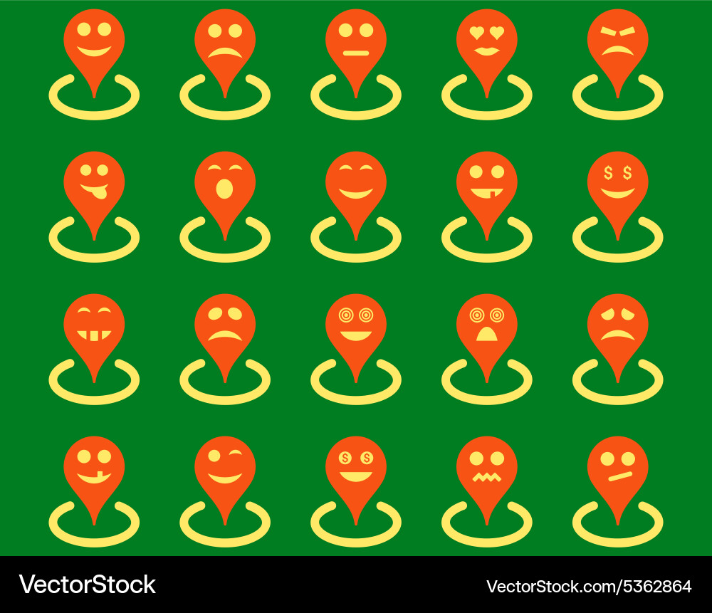 Smiled location icons Royalty Free Vector Image