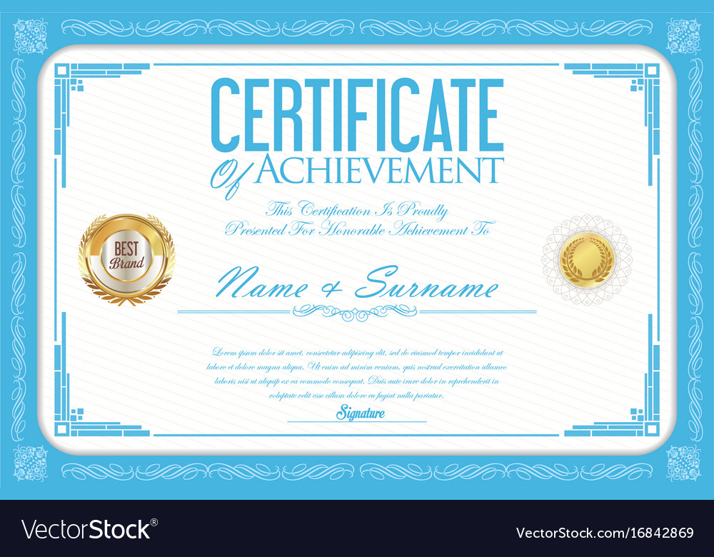 Certificate or diploma retro design template 7 Vector Image