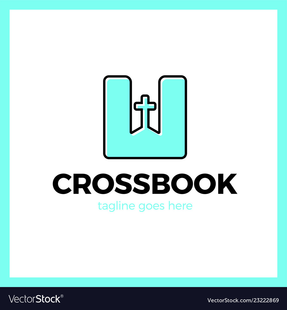 Cross bookmark logotype bible book