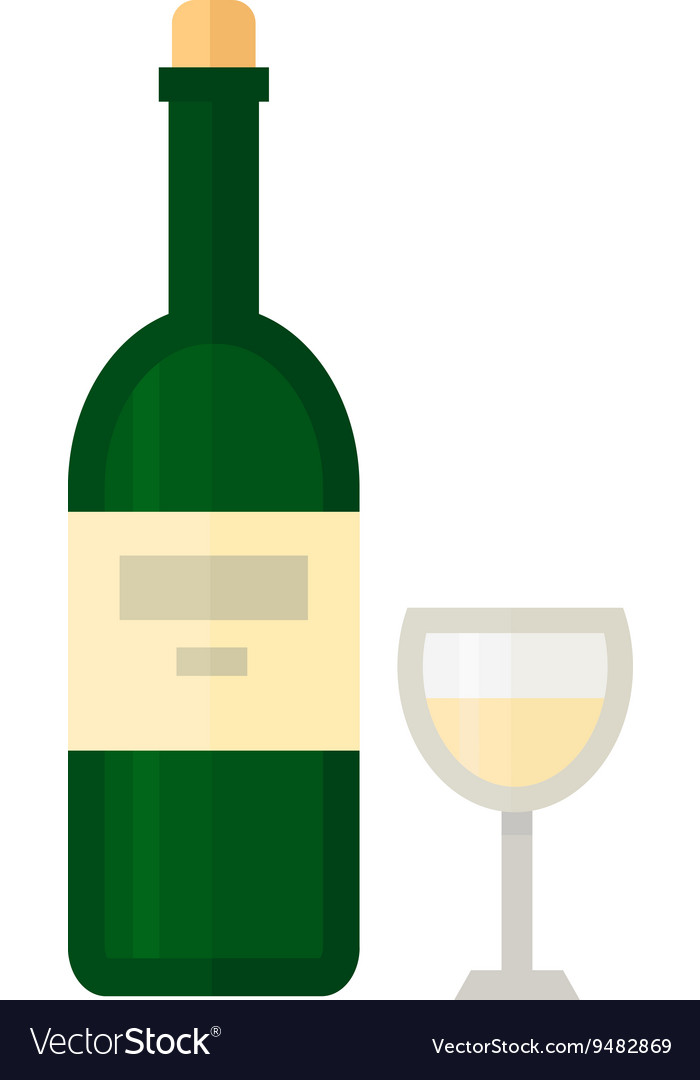 Glass and bottle of wine Royalty Free Vector Image