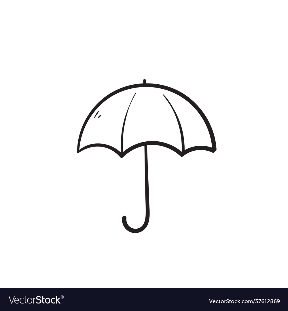 Hand Drawn Doodle Umbrella Icon Isolated Vector Image