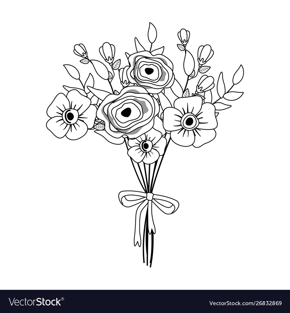 Isolated bunch flowers design