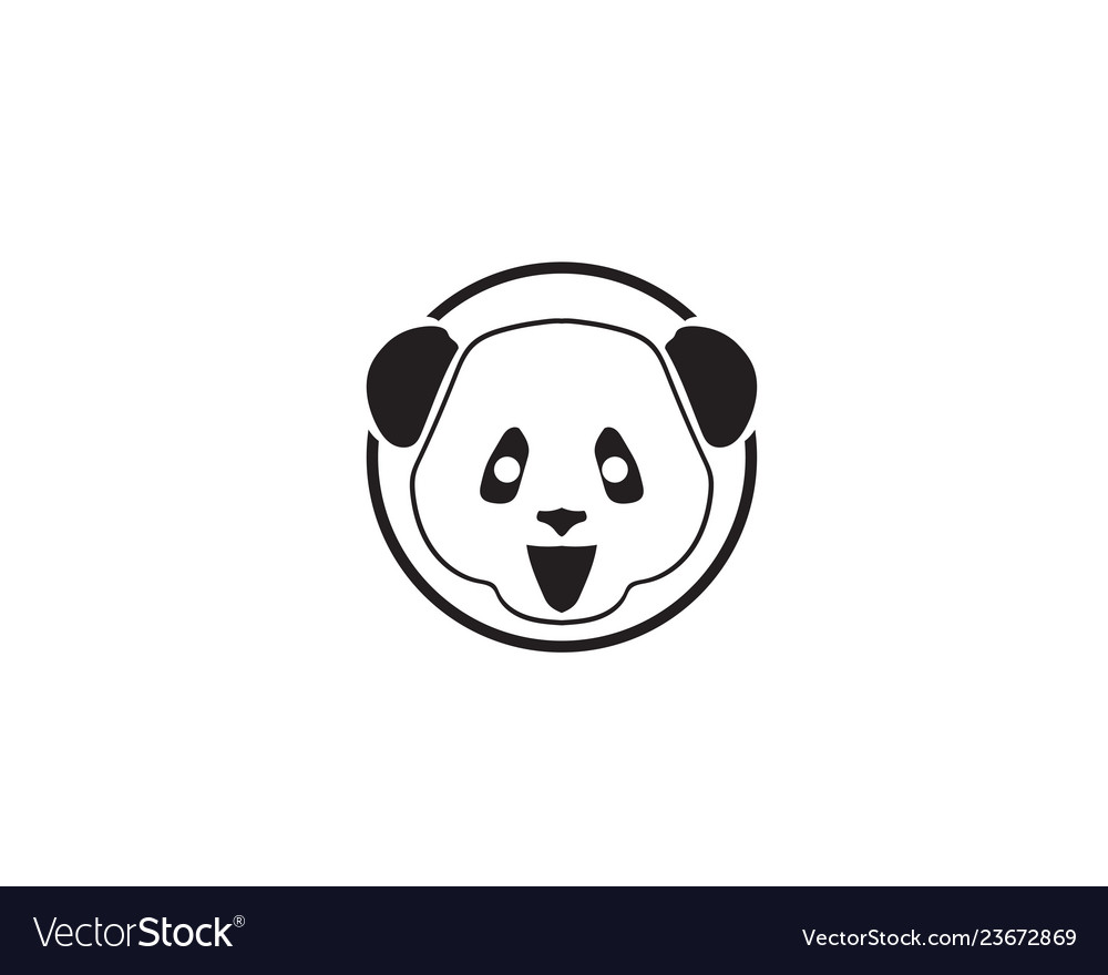 Panda logo black and white head Royalty Free Vector Image