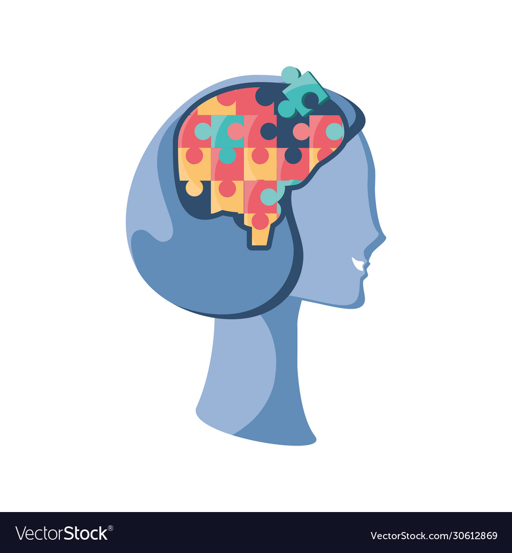 Puzzle in human head on white background Vector Image