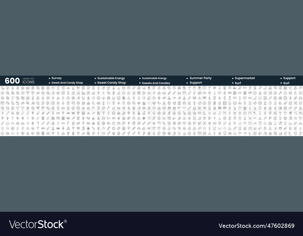 Set of 600 thin line icons in this bundle include