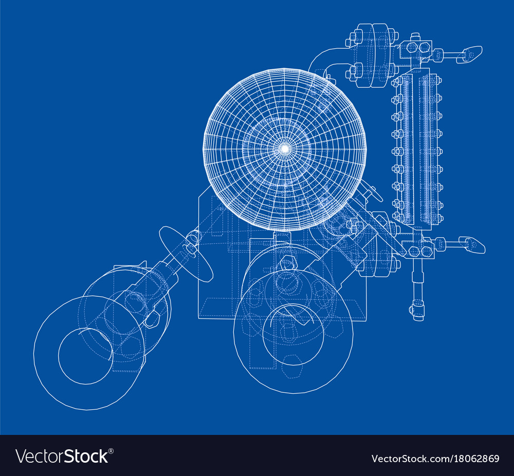 Wire-frame industrial equipment Royalty Free Vector Image