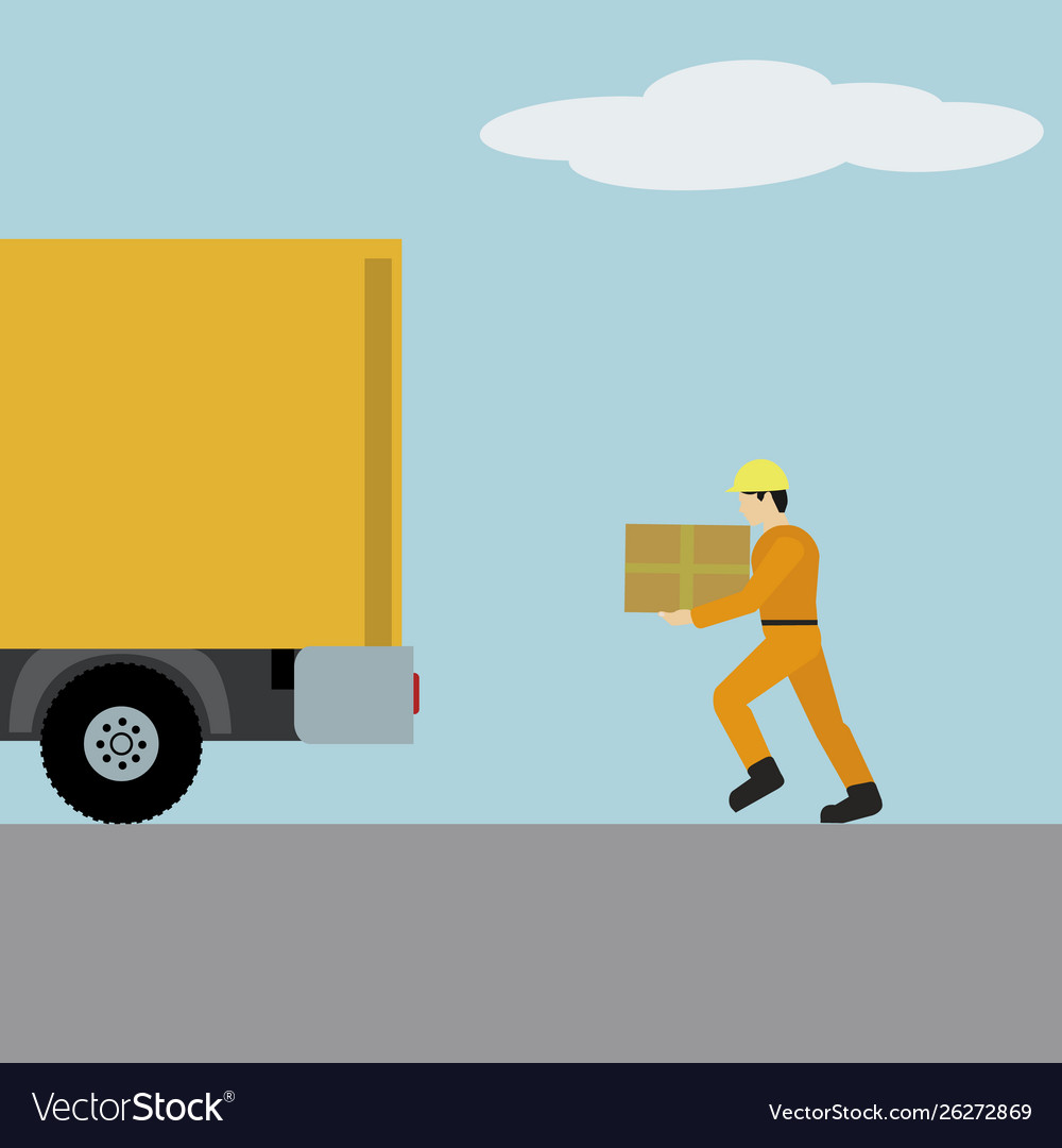 Worker loading a van