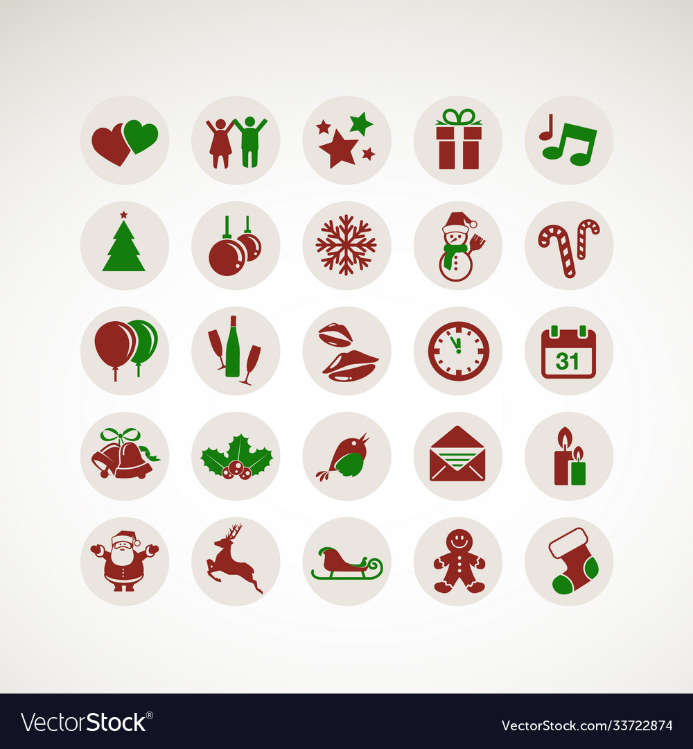 Christmas and new year icons vector image Christmas and new year icons