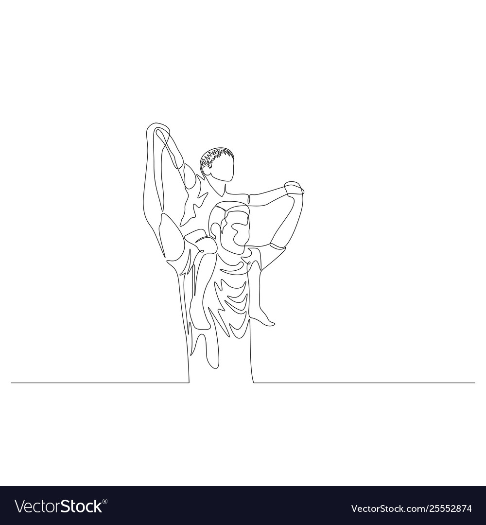 Continuous Line Drawing Son Sitting On Father Vector Image 9280