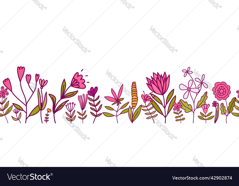 Cute floral summer horizontal pattern doodle vector image Cute floral summer horizontal pattern doodle