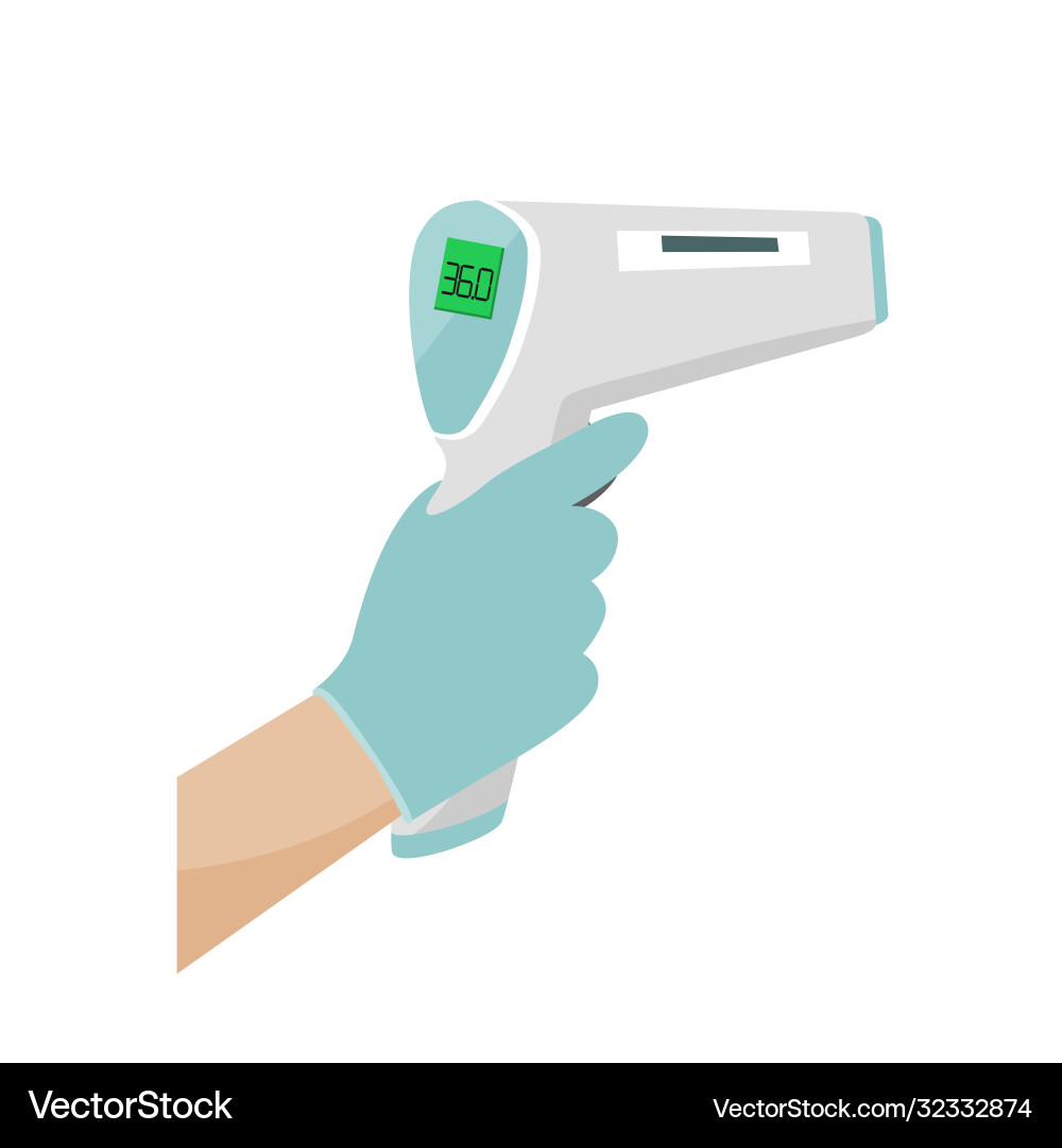 Hand holding digital infrared thermometer Vector Image