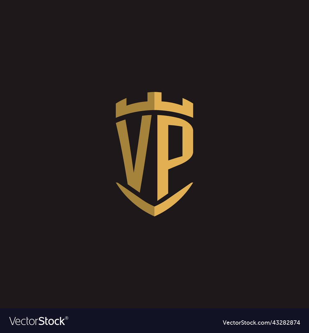 Initials vp logo monogram with shield style design