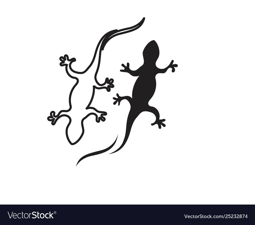 Lizard Chameleon Gecko Silhouette Black Royalty Free Vector