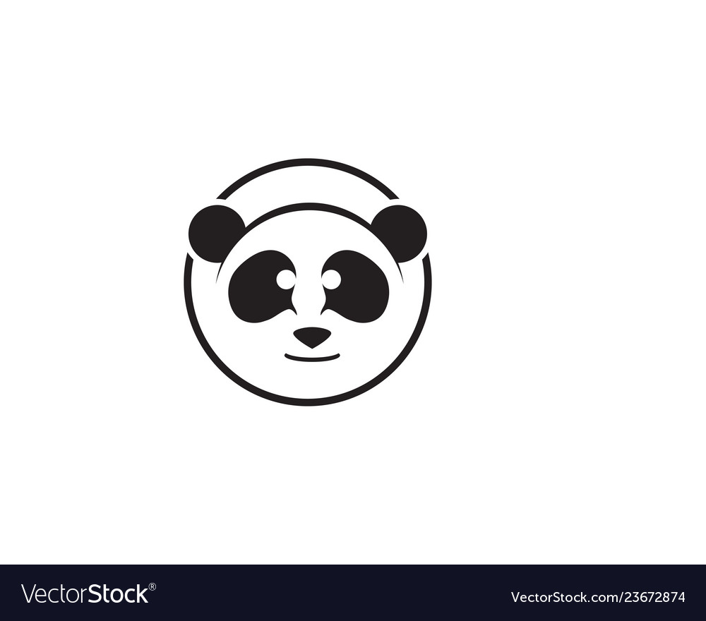 Panda logo black and white head Royalty Free Vector Image