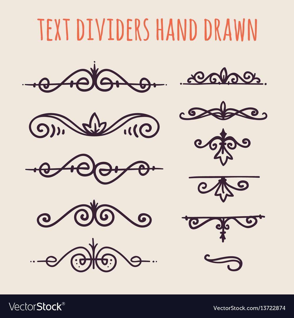 Set Of Hand Drawn Text Dividers Isolated On Light Vector Image 4749