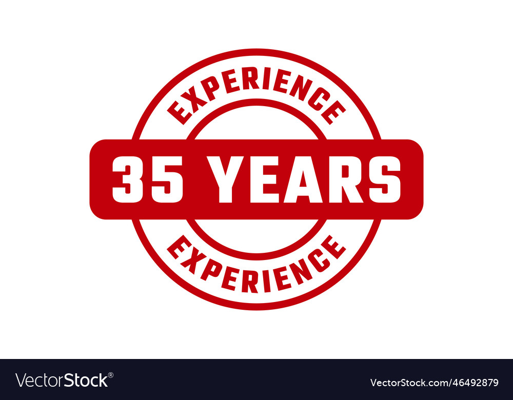 35 Years Experience Rubber Stamp Royalty Free Vector Image