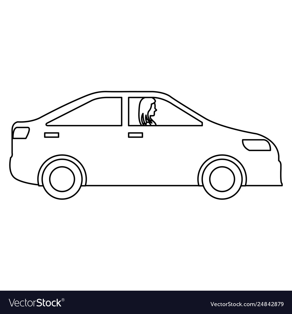 Car sedan with woman driving