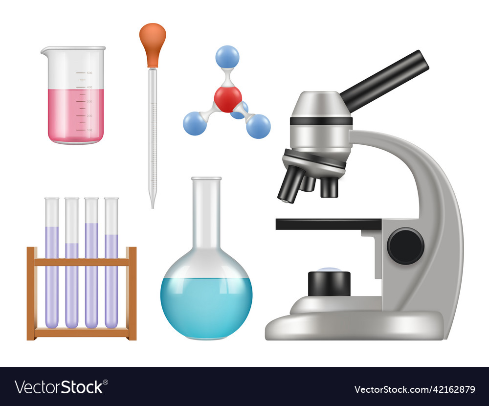 Chemical lab items science laboratory collection Vector Image