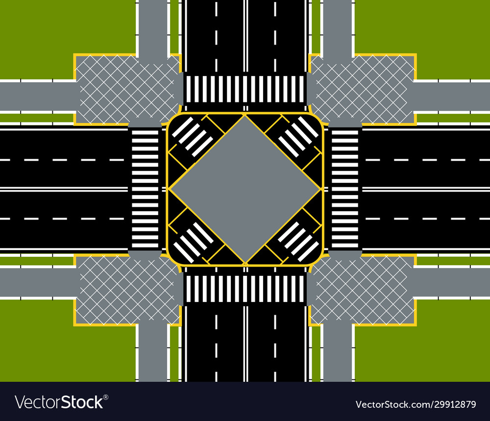 City street crossroads with zebra crosswalk place Vector Image