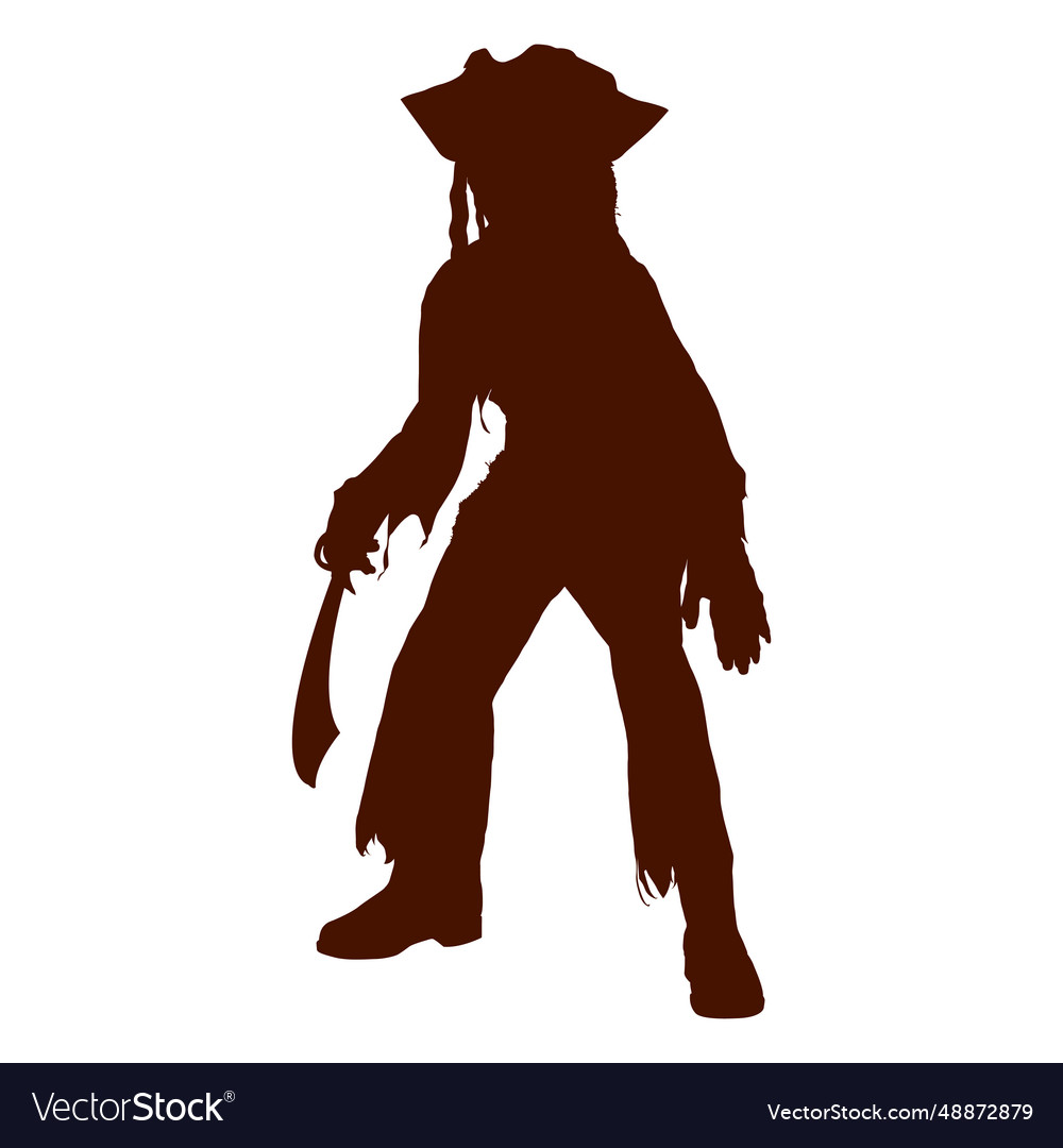 Halloween child pirate costume silhouette