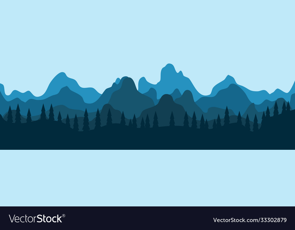 Horizontal mountain landscape with trees