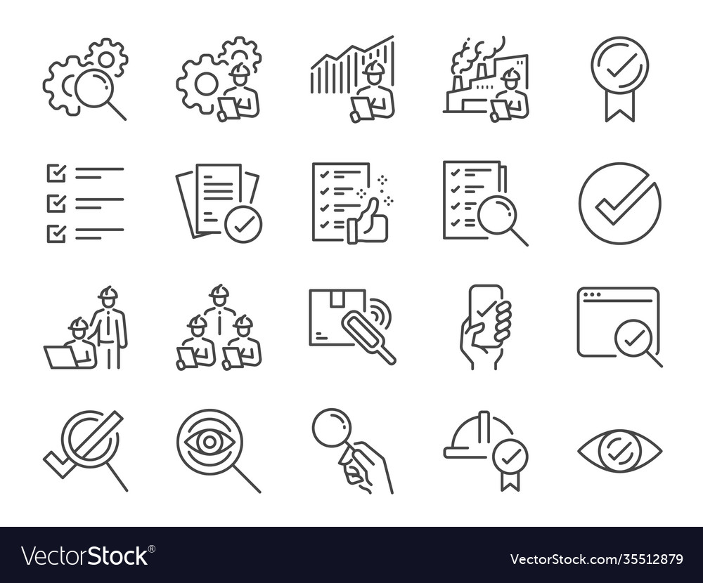 Inspection line icon set vector image Inspection line icon set