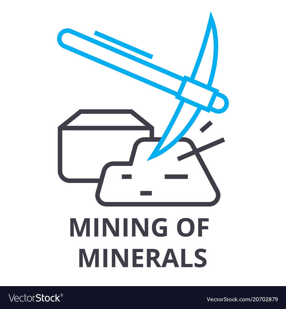 Mining of minerals thin line icon sign symbol