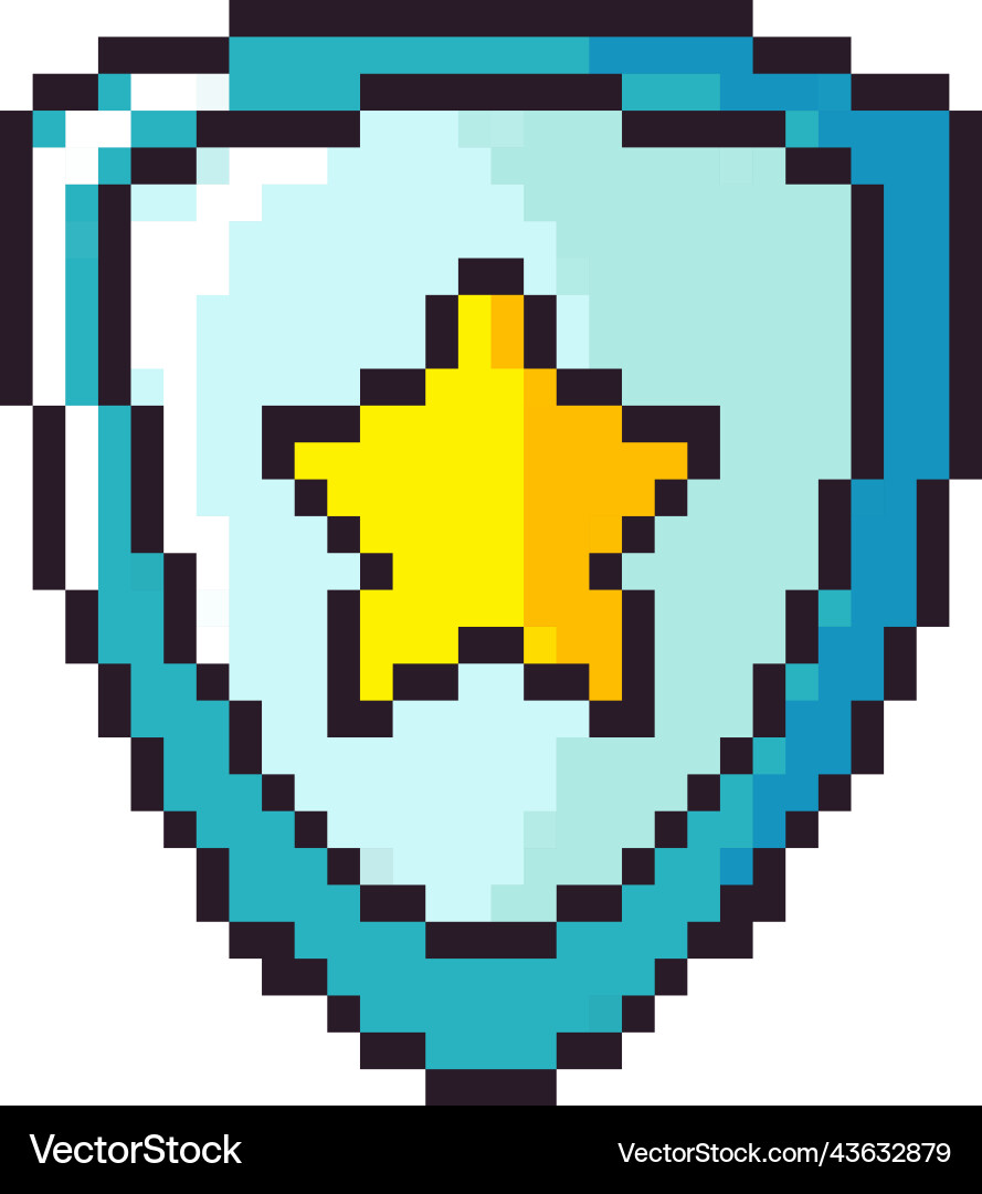 Shield pixel art Royalty Free Vector Image - VectorStock