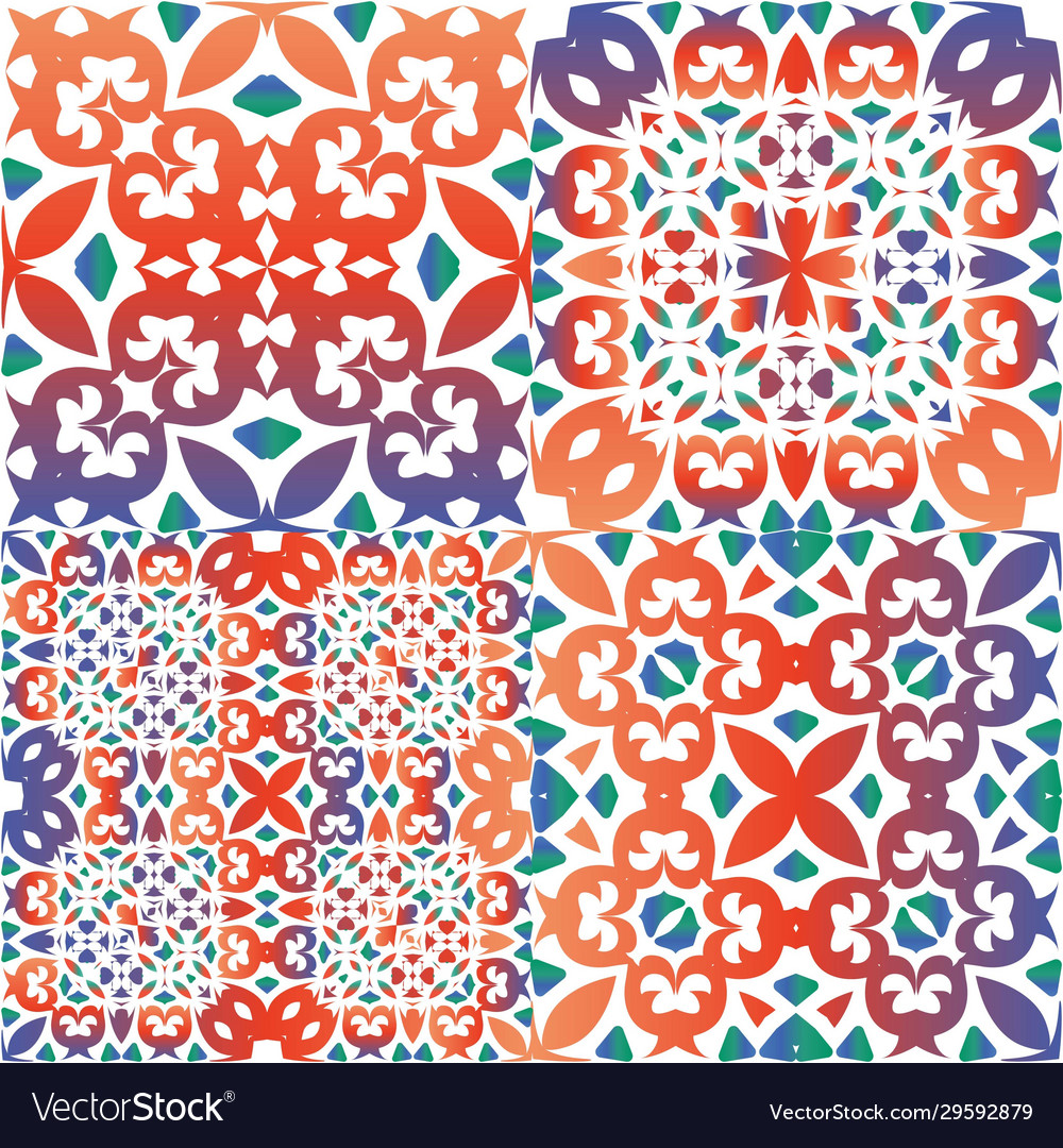 Traditional patterns in ethnic ceramic tile Vector Image