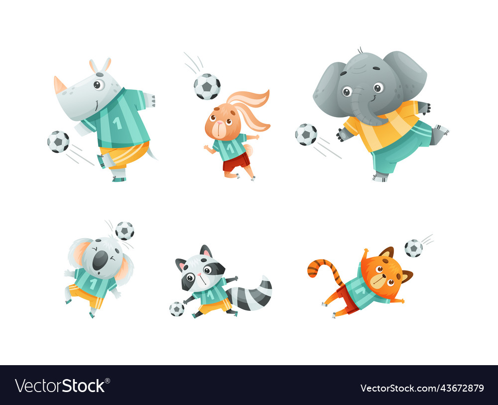 Wild animal characters playing football wearing Vector Image Wild animal characters playing football wearing Vector Image