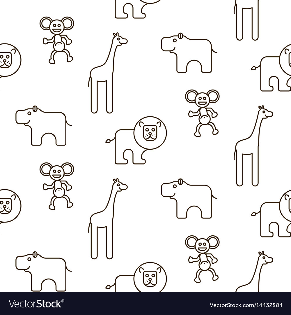 African Wild Animals Kid Seamless Pattern Vector Image