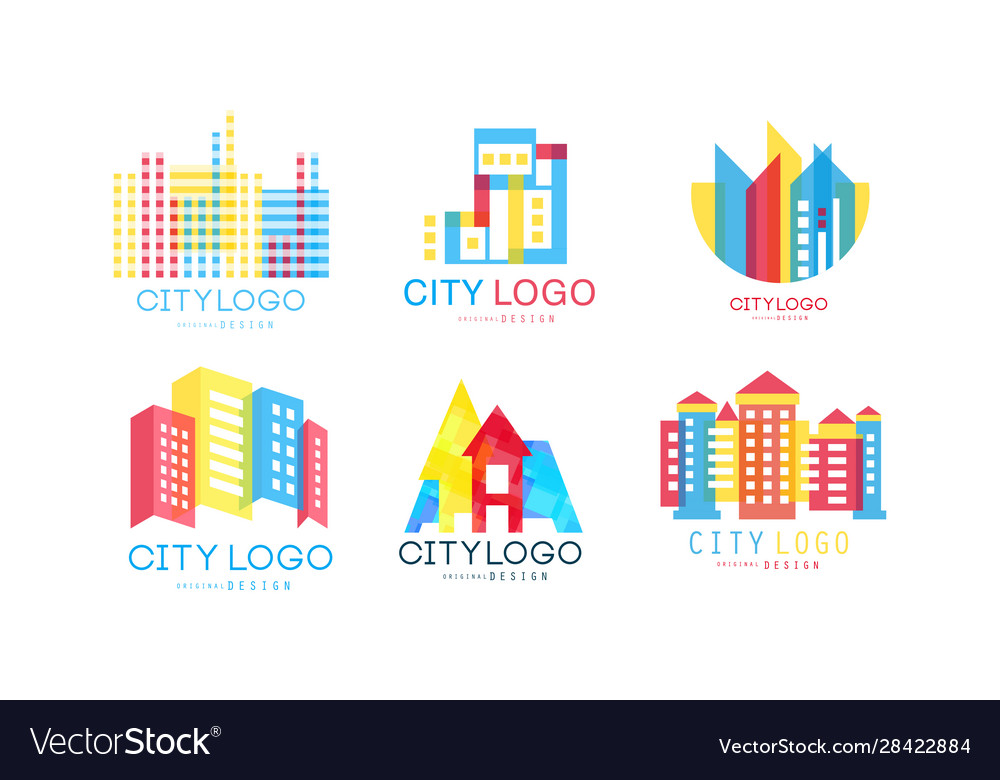 City logo design set real estate emblem