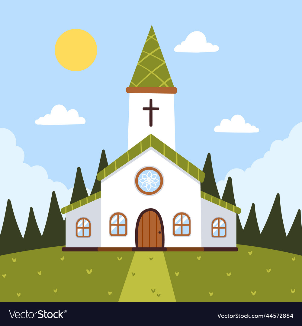 Flat design church building Royalty Free Vector Image