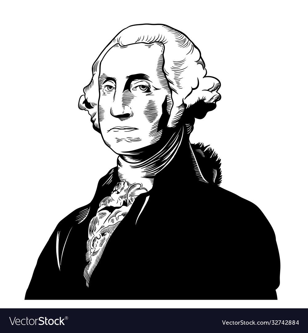 Hand drawn portrait george washington Royalty Free Vector