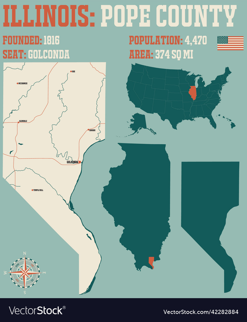 Map Of Pope County In Illinois Royalty Free Vector Image